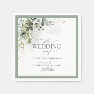 Guardanapo De Papel Casamento De Cor De Água Floral De Verdura Botân