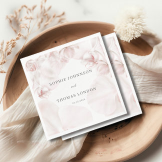 Guardanapo De Papel Casamento de cor-de-água-rosa com orquídea