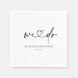 Guardanapo De Papel Casamento de Coração com Escrita Manual Simples Mo