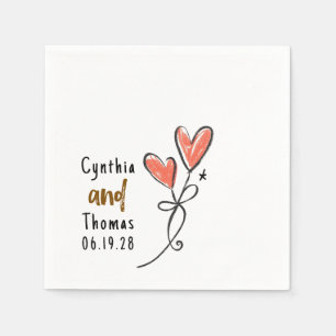 Guardanapo De Papel Casamento De Corações Funciosos Desenhado À Mão
