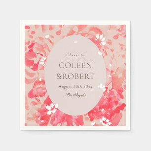 Guardanapo De Papel Casamento de Coral de Escamudo Floral Rosa-Cor-de-
