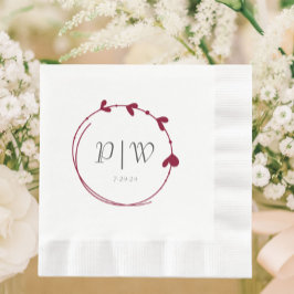 Guardanapo De Papel Casamento de Cranberry Red Simple Heart Wreath Mon