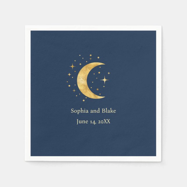 Guardanapo De Papel Casamento de Crescent Moon Starry Night (Frente)