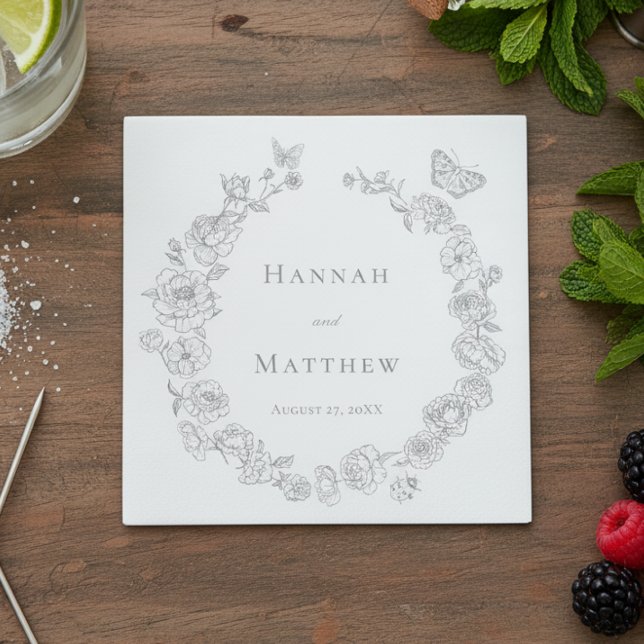 Guardanapo De Papel Casamento de Crest de Aves da Cinza Elegante Chino (Criador carregado)