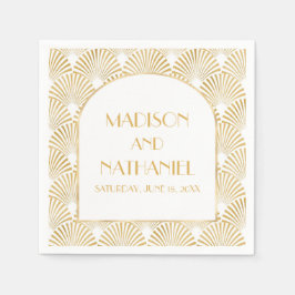 Guardanapo De Papel Casamento de Deco Geométrico Dourado Elegante