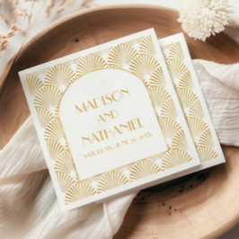 Guardanapo De Papel Casamento de Deco Geométrico Dourado Elegante