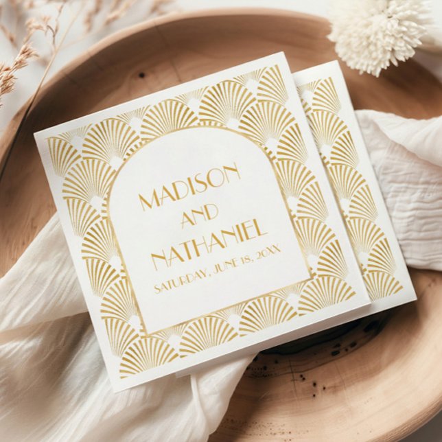 Guardanapo De Papel Casamento de Deco Geométrico Dourado Elegante (Criador carregado)