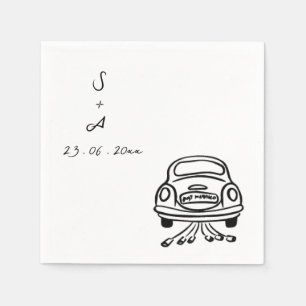 Guardanapo De Papel Casamento de Desenho da Mão do Carro de Casamento