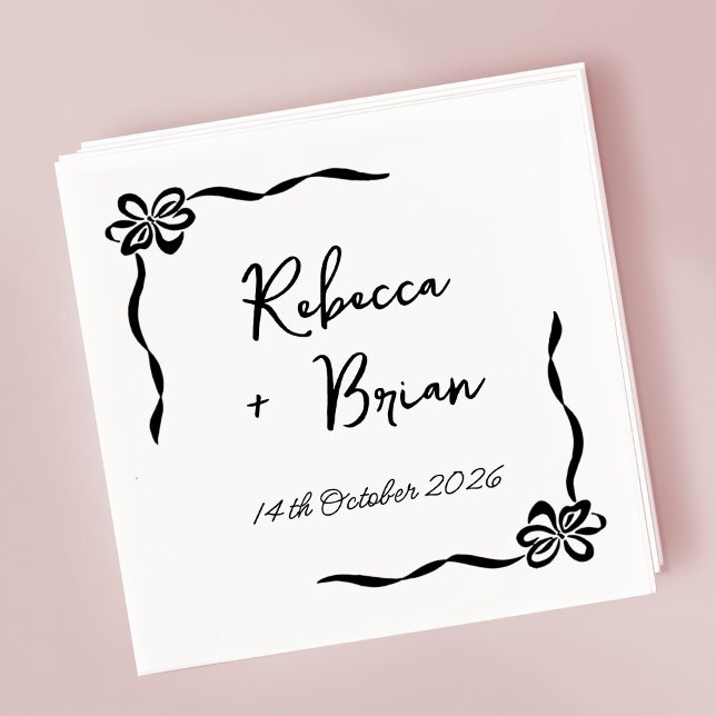 Guardanapo De Papel Casamento de Desenho de Fita de Arco Desenho de Mã (Criador carregado)