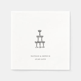 Guardanapo De Papel Casamento de Desenho de Mão Moderna