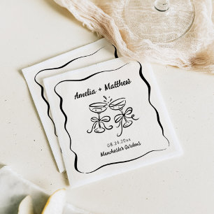 Guardanapo De Papel Casamento de Desenho de Mão Moderno e Whimsical
