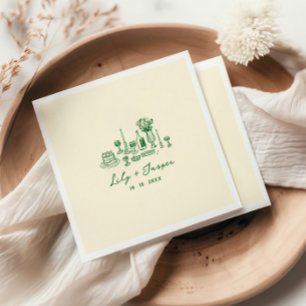 Guardanapo De Papel Casamento de Desenho de Mão Verde