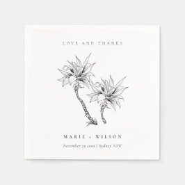 Guardanapo De Papel Casamento de Desenhos Brancos Negros de Palmas Rus