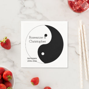 Guardanapo De Papel Casamento De Design Branco E Preto Yin Yang