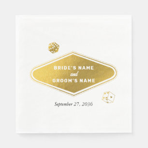 Guardanapo De Papel Casamento de Destino de Las Vegas Dourado