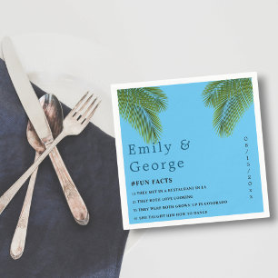Guardanapo De Papel Casamento de Destino de Praia Azul de Palma Tropic