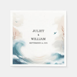 Guardanapo De Papel Casamento de Destino de Praia no Oceano de Verão p