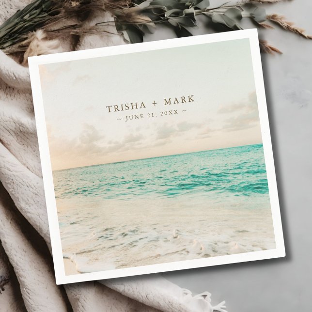 Guardanapo De Papel Casamento de Destino de Praia Sunset (Destination Sunset Beach Wedding Napkins)