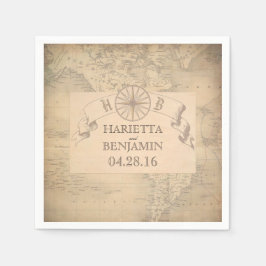 Guardanapo De Papel Casamento de Destino do Mapa do Mundo Vintage