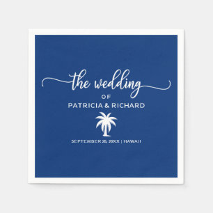 Guardanapo De Papel Casamento de Destino em Azul Marinho e Branco com