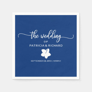 Guardanapo De Papel Casamento de Destino Hibisco Azul Marinho e Branco