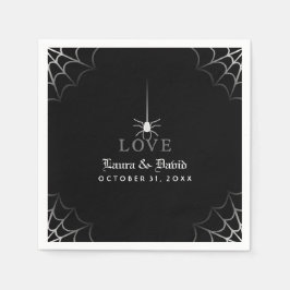 Guardanapo De Papel Casamento de Dia das Bruxas com o AMOR da Web Blac