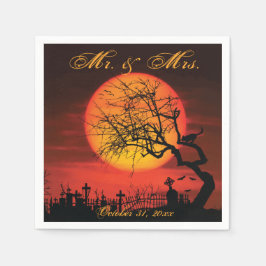 Guardanapo De Papel Casamento de Dia das Bruxas Negro e Laranja