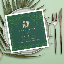 Guardanapo De Papel Casamento de Dinossauro Verde Escuro