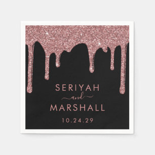 Guardanapo De Papel Casamento de Dissipadores com Glitter Dourado Rosa