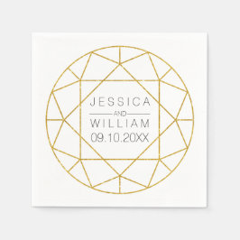 Guardanapo De Papel Casamento de dourado geométrico da joia Diamond