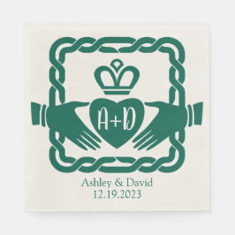Guardanapo De Papel Casamento de Emerald Green Celtic Knot Claddagh