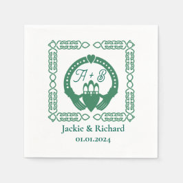 Guardanapo De Papel Casamento de Emerald Green Celtic Knot Claddagh