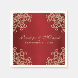 Guardanapo De Papel Casamento de Estilo Vermelho e Dourado Indiano