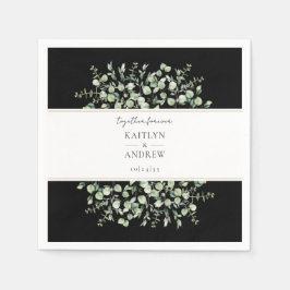 Guardanapo De Papel Casamento de Eucalipto Preto Juntos Para Sempre