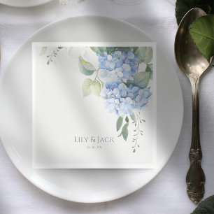 Guardanapo De Papel Casamento de Evento de Hydrangea Azul Chic
