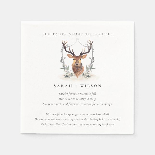 Guardanapo De Papel Casamento De Fatos De Fatos De Fatos De Dusky Deer (Frente)