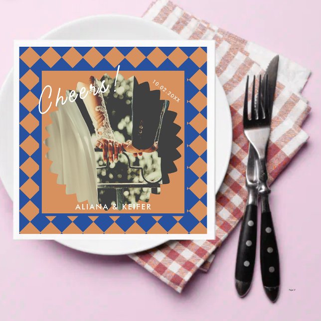 Guardanapo De Papel Casamento de Fatos Diversos com Azul e Mostarda (Criador carregado)