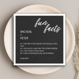 Guardanapo De Papel Casamento de Fatos Divertidos com Tipografia Mínim