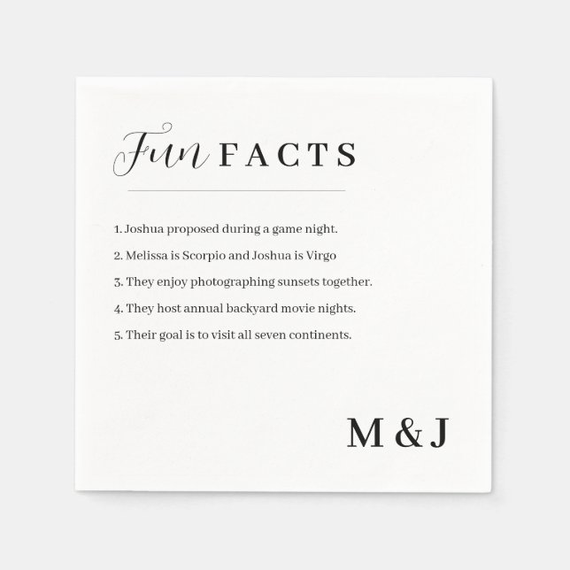 Guardanapo De Papel Casamento de Fatos Divertidos Modernos (Frente)