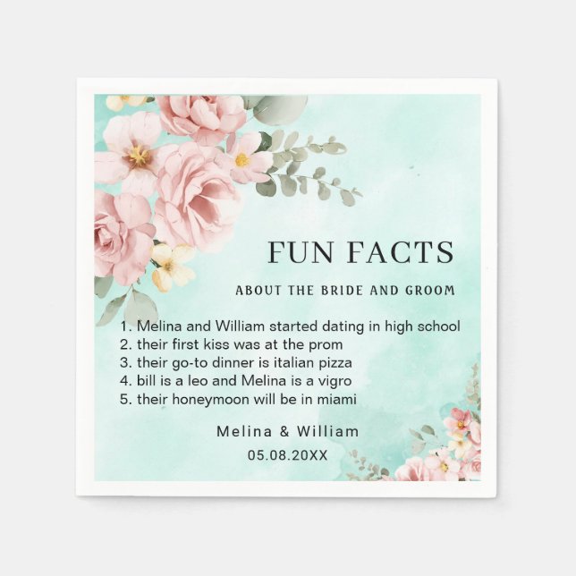 Guardanapo De Papel Casamento de Fatos Florais Rosa Moderno (Frente)