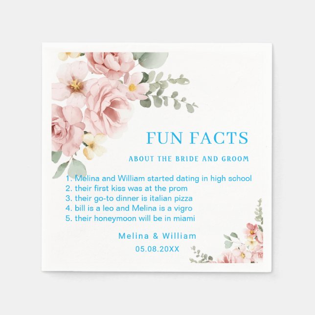 Guardanapo De Papel Casamento de Fatos Florais Rosa Moderno (Frente)