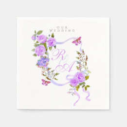 Guardanapo De Papel Casamento de Fita de Rosa Roxo