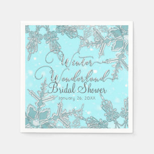 Guardanapo De Papel Casamento de Flocos de Neve no Inverno Azul