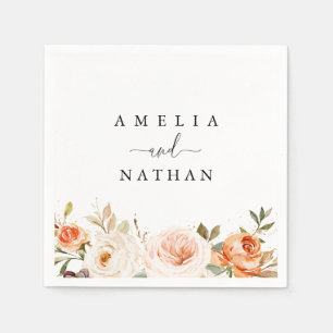 Guardanapo De Papel Casamento de Flor de Aquarela de outono