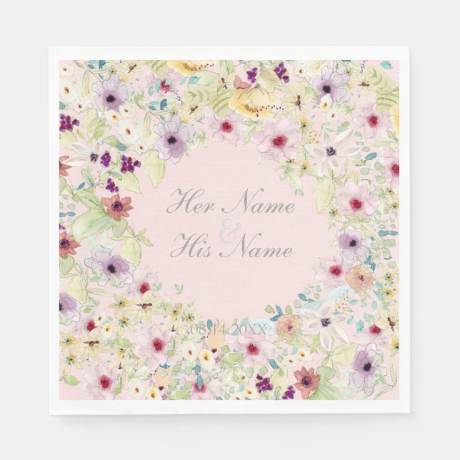 Guardanapo De Papel Casamento de Flor Primavera minúscula (Frente)