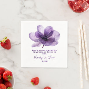Guardanapo De Papel Casamento de Flor Roxo Gordo