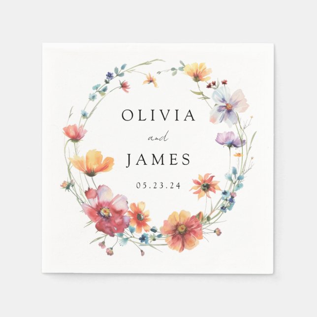 Guardanapo De Papel Casamento de flor selvagem (Frente)