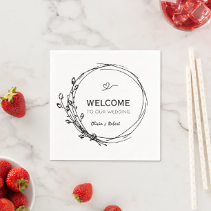 Guardanapo De Papel Casamento de flor selvagem boêmia minimalista Nap