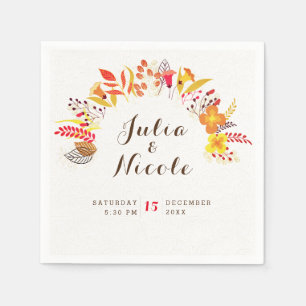 Guardanapo De Papel Casamento de Flor Silvestre Boho Laranja Roxo