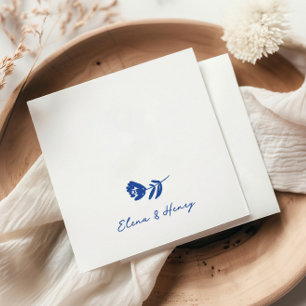 Guardanapo De Papel Casamento De Flor Whimsical Desenhado À Mão Azul